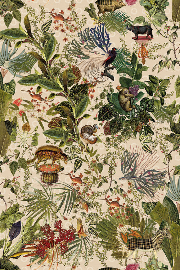 MOOOI EXTINCT ANIMALS WALLCOVERING MENAGERIE OF EXTINCT ANIMALS