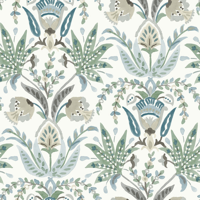 MEDITERRANEAN SEASIDE JACOBEAN WALLPAPER
