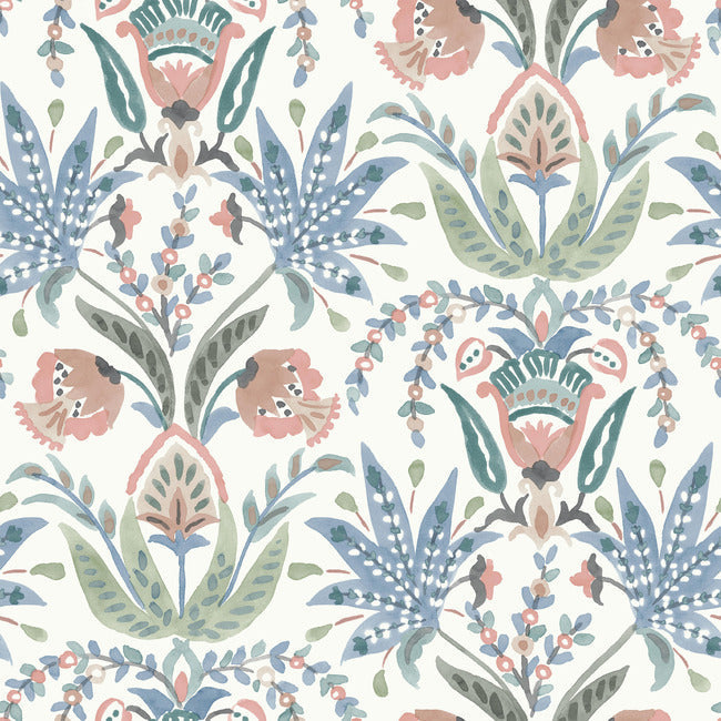 MEDITERRANEAN SEASIDE JACOBEAN WALLPAPER