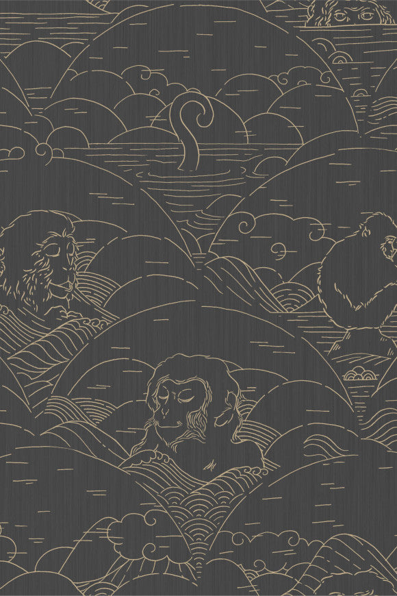 MOOOI TOKYO BLUE WALLCOVERING INDIGO MACAQUE