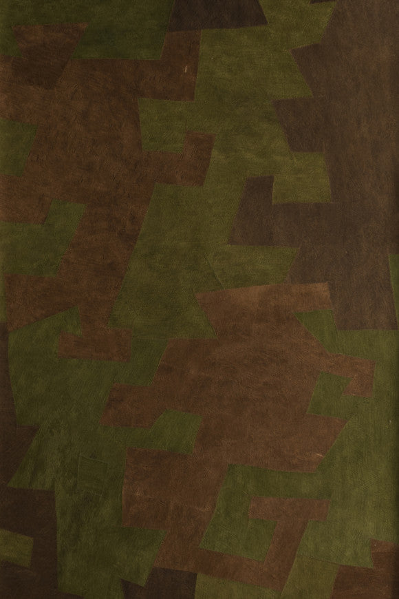 BARK CLOTH WALLPAPER PANORAMIQUE GREEN BROWN